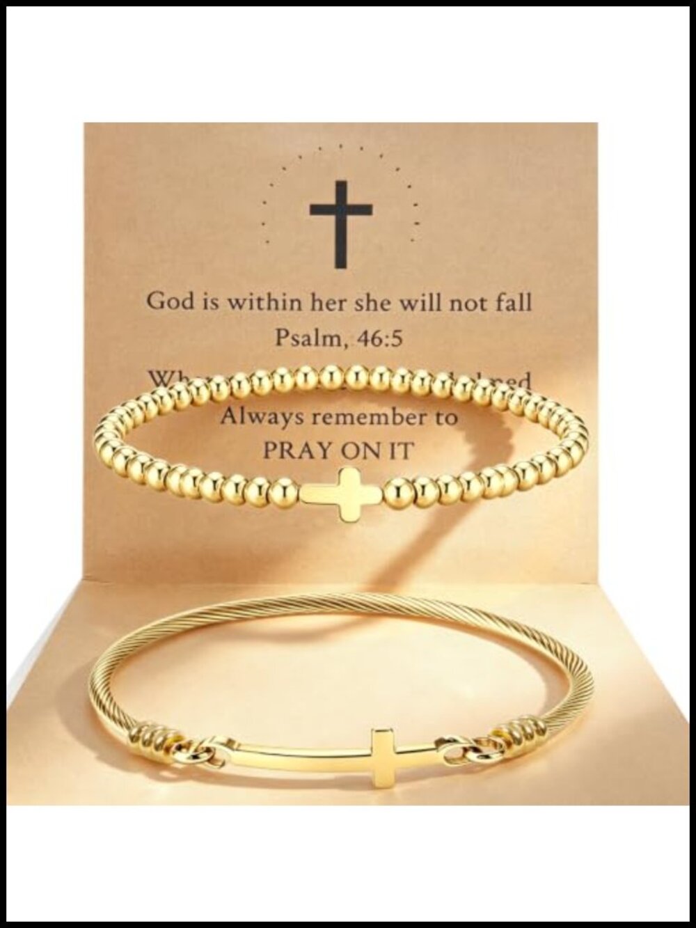 Christian Cross Bracelet Set Bible Verse Card Inspirational Jewelry Women